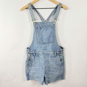 Madewell Denim Shortalls Short Overalls Light Wash Raw Hem Small
